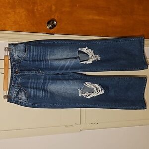 Shein Wide Leg Distressed Jeans